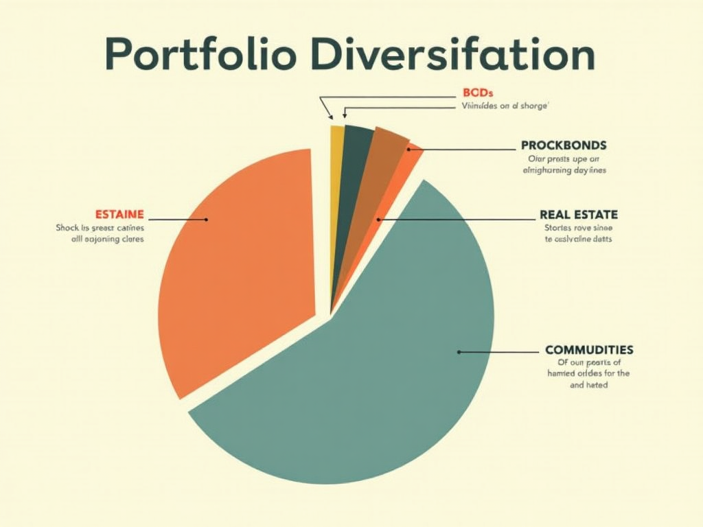 Representación visual de un portafolio diversificado con diferentes clases de activos